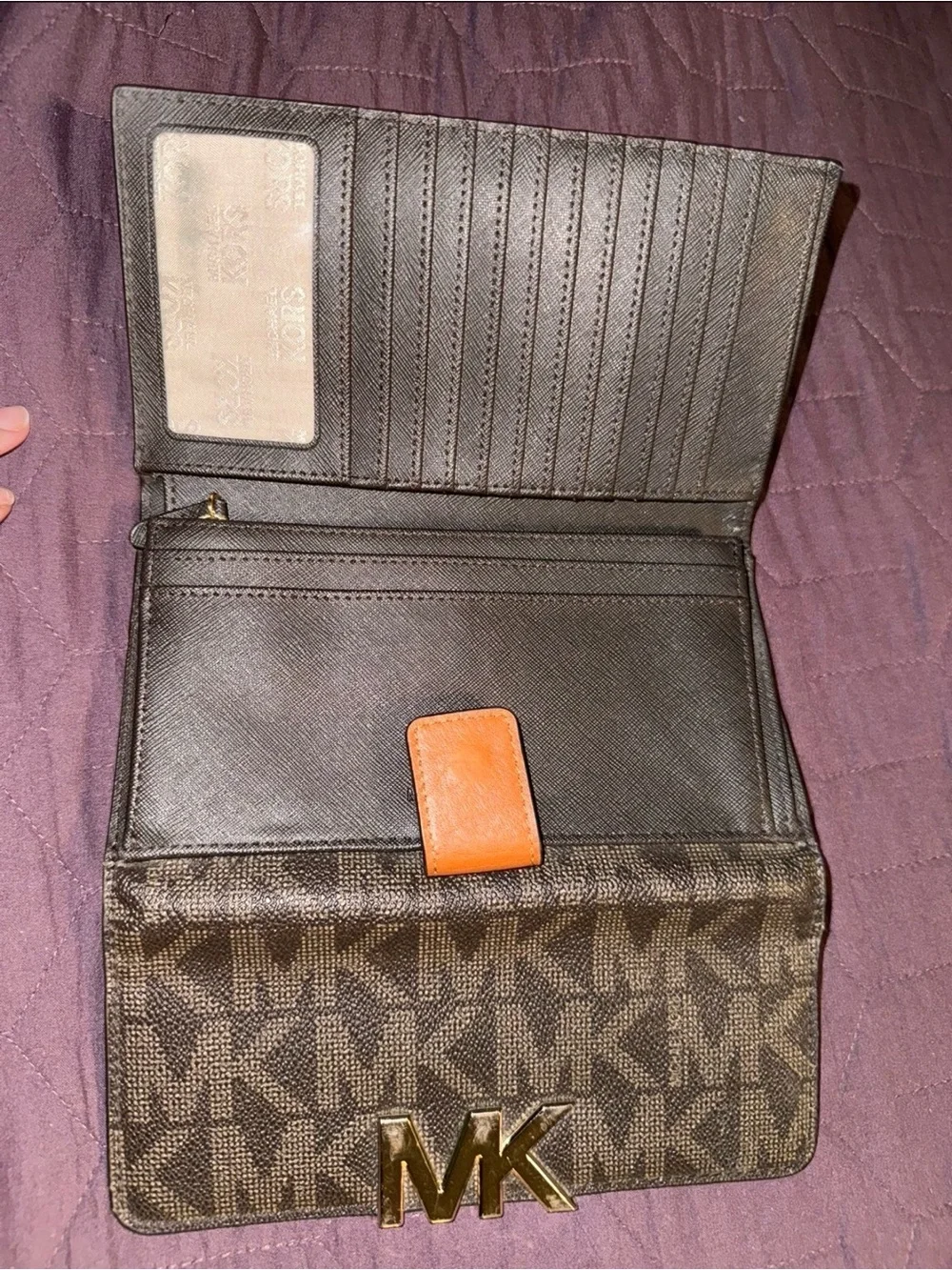 Michael Kors Black Pebbled Leather MK Logo Card Holder